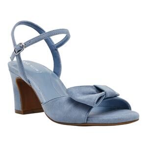 Anne Klein Women's Rosy Bow Block Heel Dress Sandals Blue Size 8